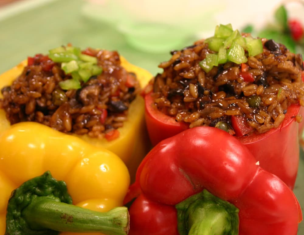 Recipe Rice-Filled Bell Peppers with Black Bean Garlic Sauce