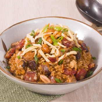 Glutinous Rice with Chinese Sausage and Dried Scallop Sauce