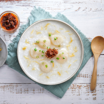 Scallop Congee with Seafood XO Sauce