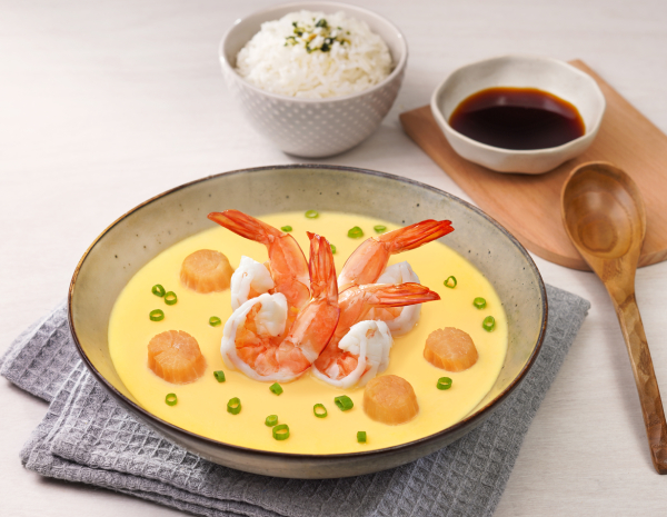 Steamed Egg with Dried Scallops & Prawns