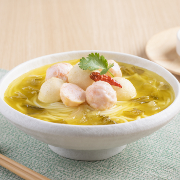 Hot and Sour Noodle Soup with Fish and Shrimp balls