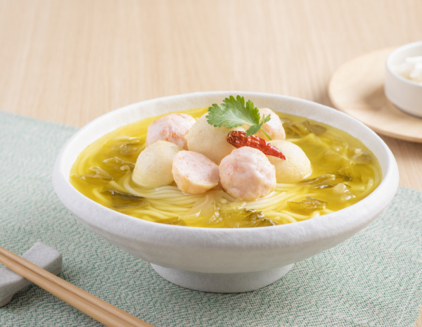 Hot and Sour Noodle Soup with Fish and Shrimp balls
