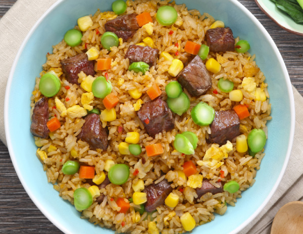 HK_recipe_600_Fried Rice with Sauted Diced Beef Tenderloin in Sweet and Spicy Sauce