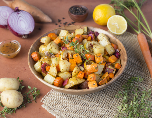 Roasted Root Vegetables with Lemon Pepper Sauce