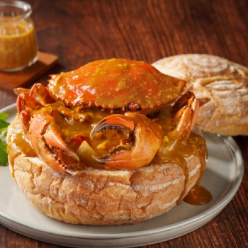 Curry Crab in Bread Bowl