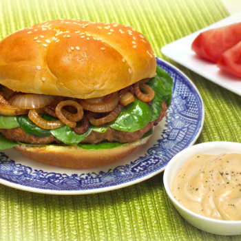 Recipe Blue Cheese Turkey Burger with Lee Kum Kee Premium Oyster Flavored Sauce S