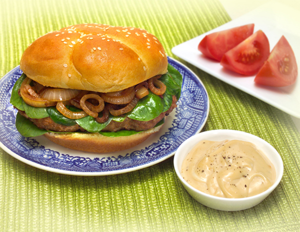 Recipe Blue Cheese Turkey Burger with Lee Kum Kee Premium Oyster Flavored Sauce