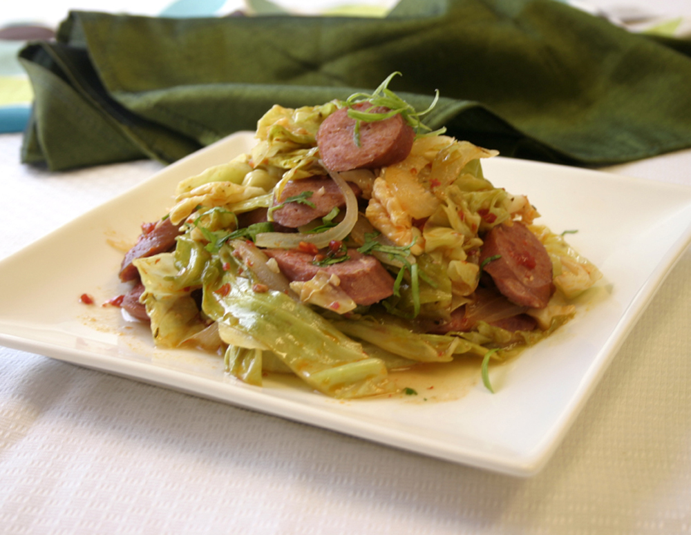 Recipe Cabbage and Sausage with Chili Garlic Sauce