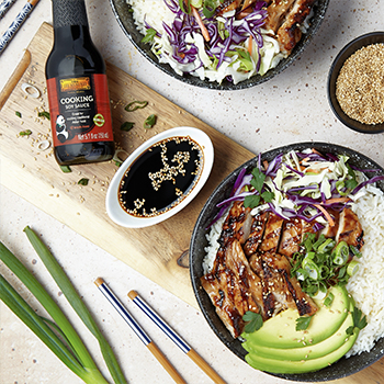 Recipe for Grilled Chicken Teriyaki Rice Bowl with Asian Cabbage Slaw S