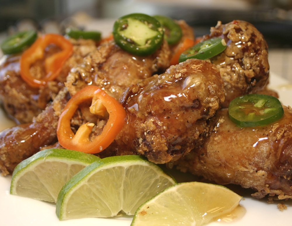 Recipe Ginger-Soy Fried Chicken with Plum Sauce