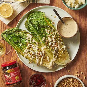 Recipe Grilled Romaine with Spicy Creamy Feta Dressing S
