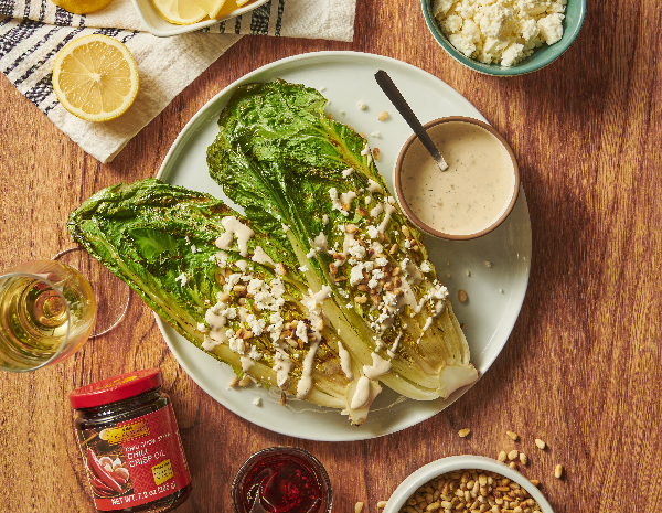 Recipe Grilled Romaine with Spicy Creamy Feta Dressing
