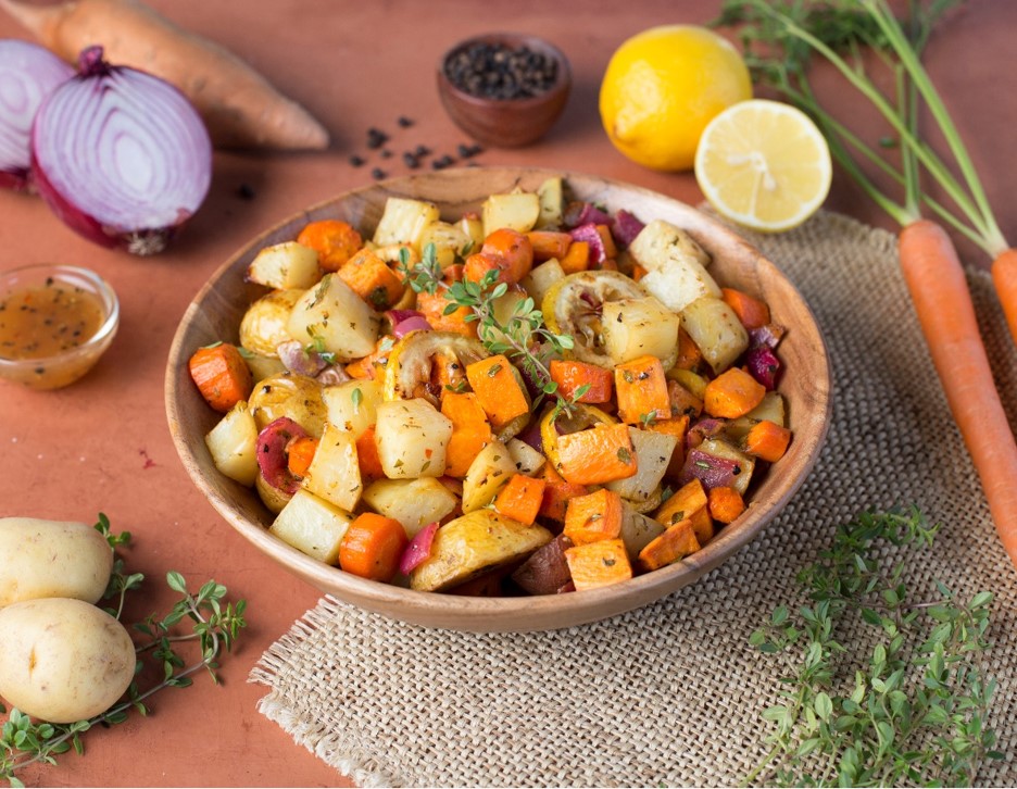 Recipe Roasted Root Vegetables with Lemon Pepper Sauce