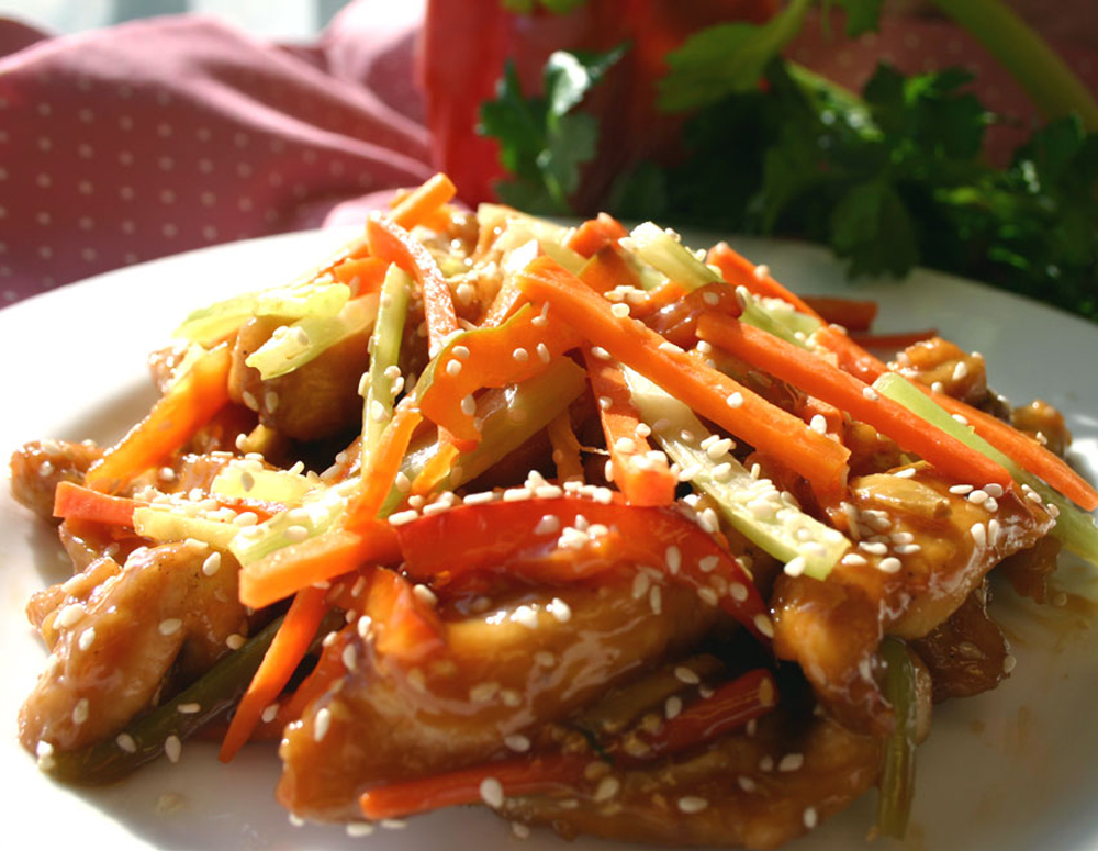 Recipe String Vegetables with Sesame Chicken