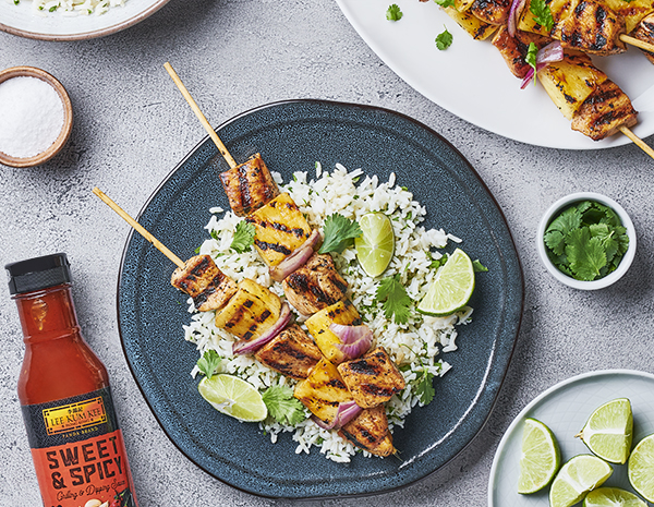 Recipe Sweet and Spicy Grilled Chicken and Pineapple Skewers