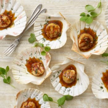 eu350Grilled Scallops With White Wine  Plum Sauce