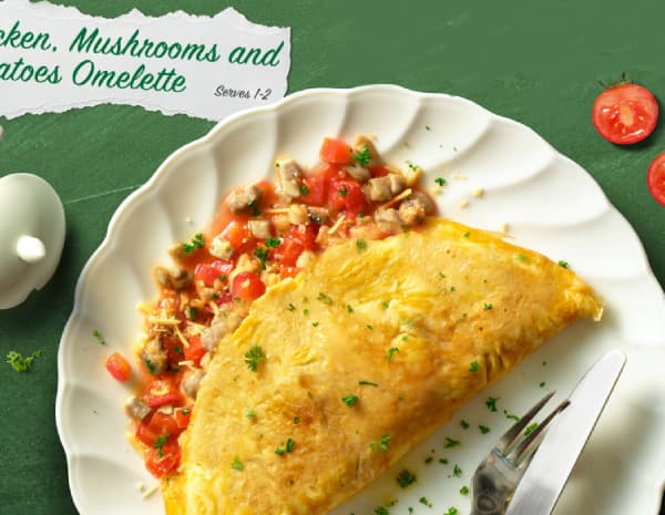 Chicken Omelette with Mushroom and Tomatoes